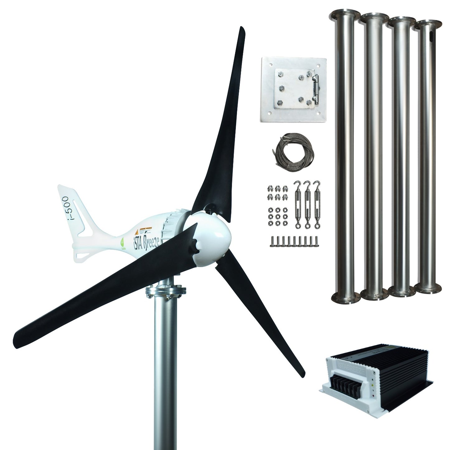 Set İ-500 12V/24V Rüzgar Türbini +Hibrit Şarj Kontrol Cihazı İSTA-BREEZE
