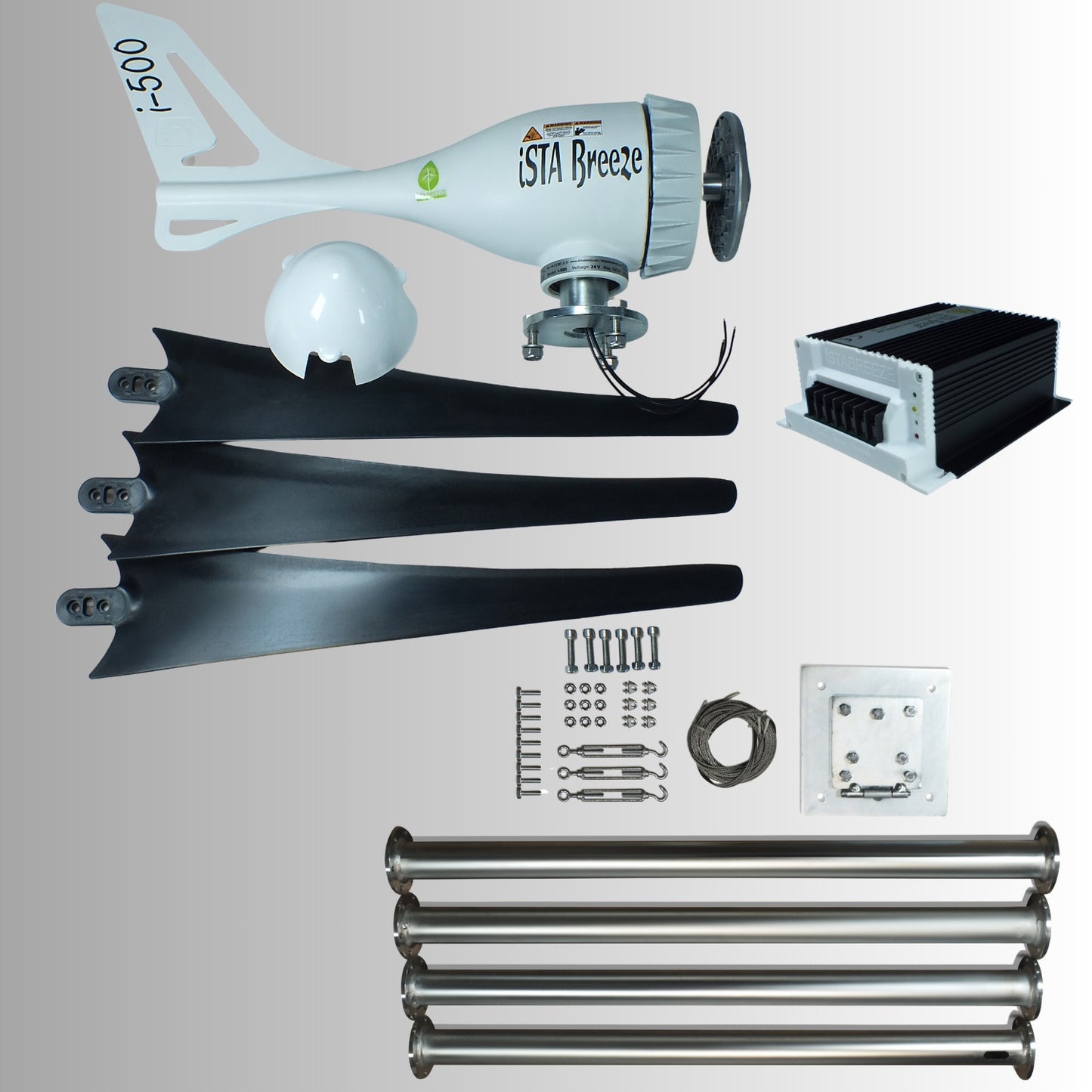 Set İ-500 12V/24V Rüzgar Türbini +Hibrit Şarj Kontrol Cihazı İSTA-BREEZE