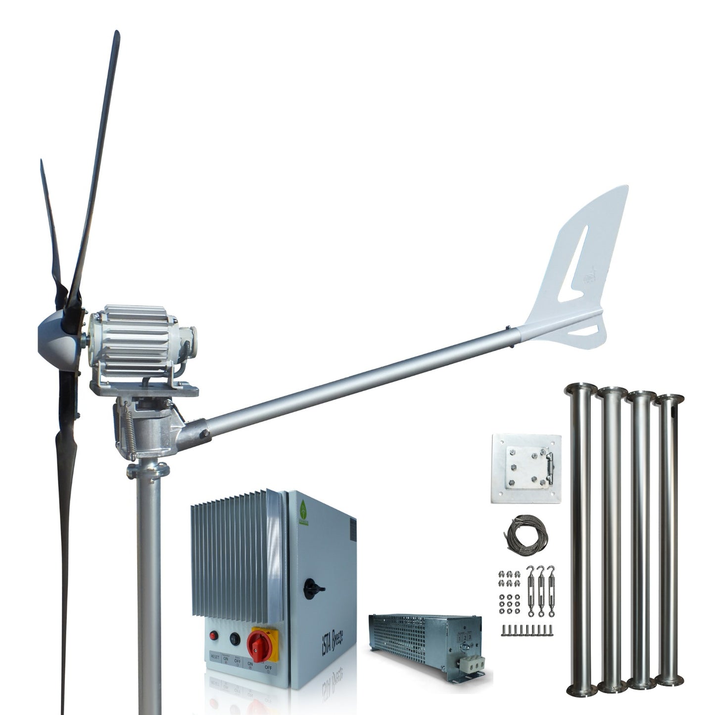 Set 1500W 24V Windsafe Korumalı Rüzgar Türbini + Wind Pro Şarj Kontrol Cihazı iSTA-BREEZE