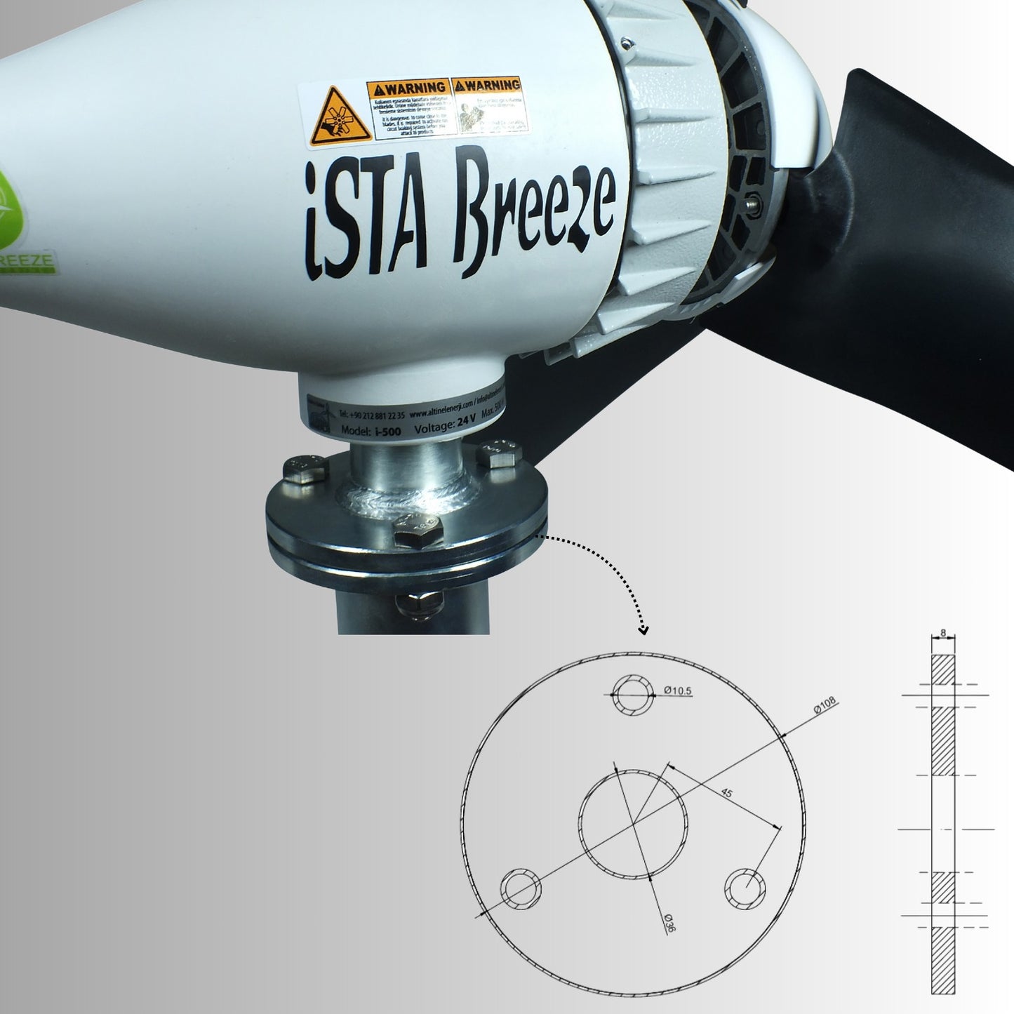 İSTA-BREEZE İ-500 12V/24V Rüzgar Türbini - Yenilenebilir Enerji Çözümünüz!